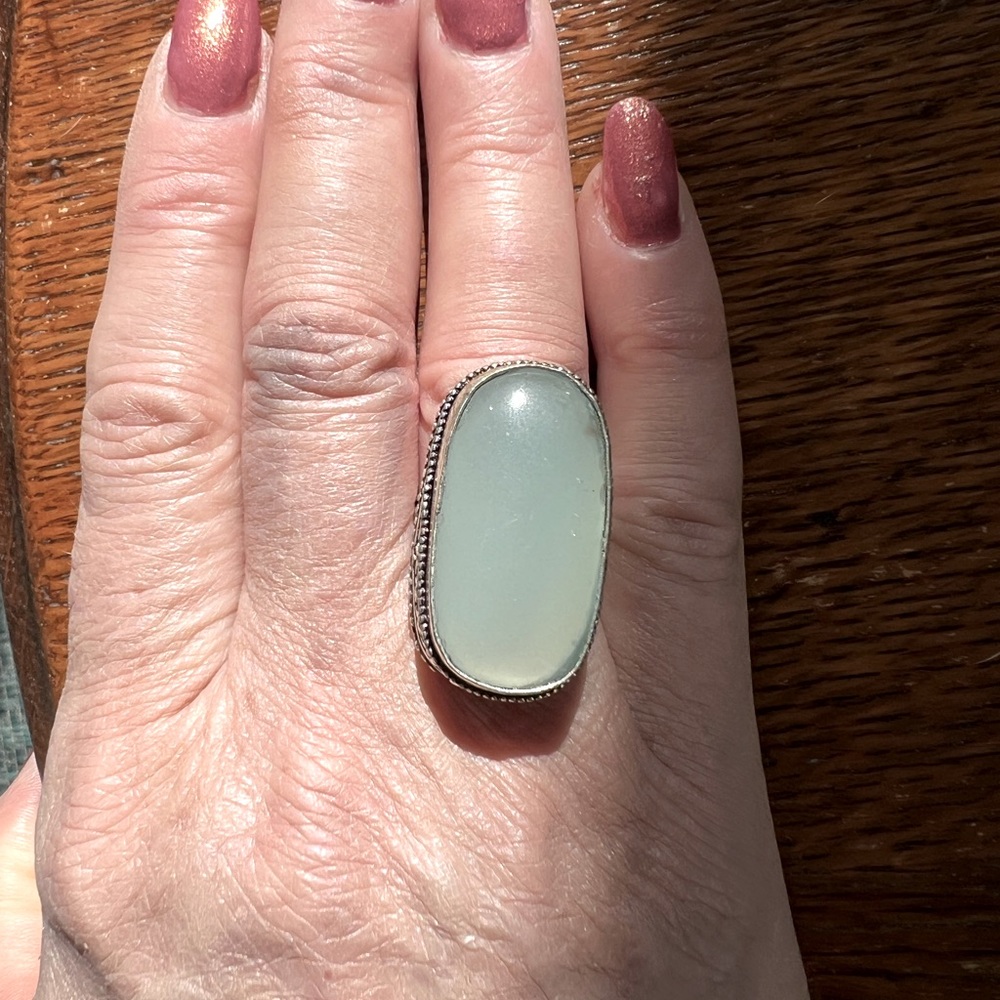 Aqua Calcedony Size 8.5 Ring